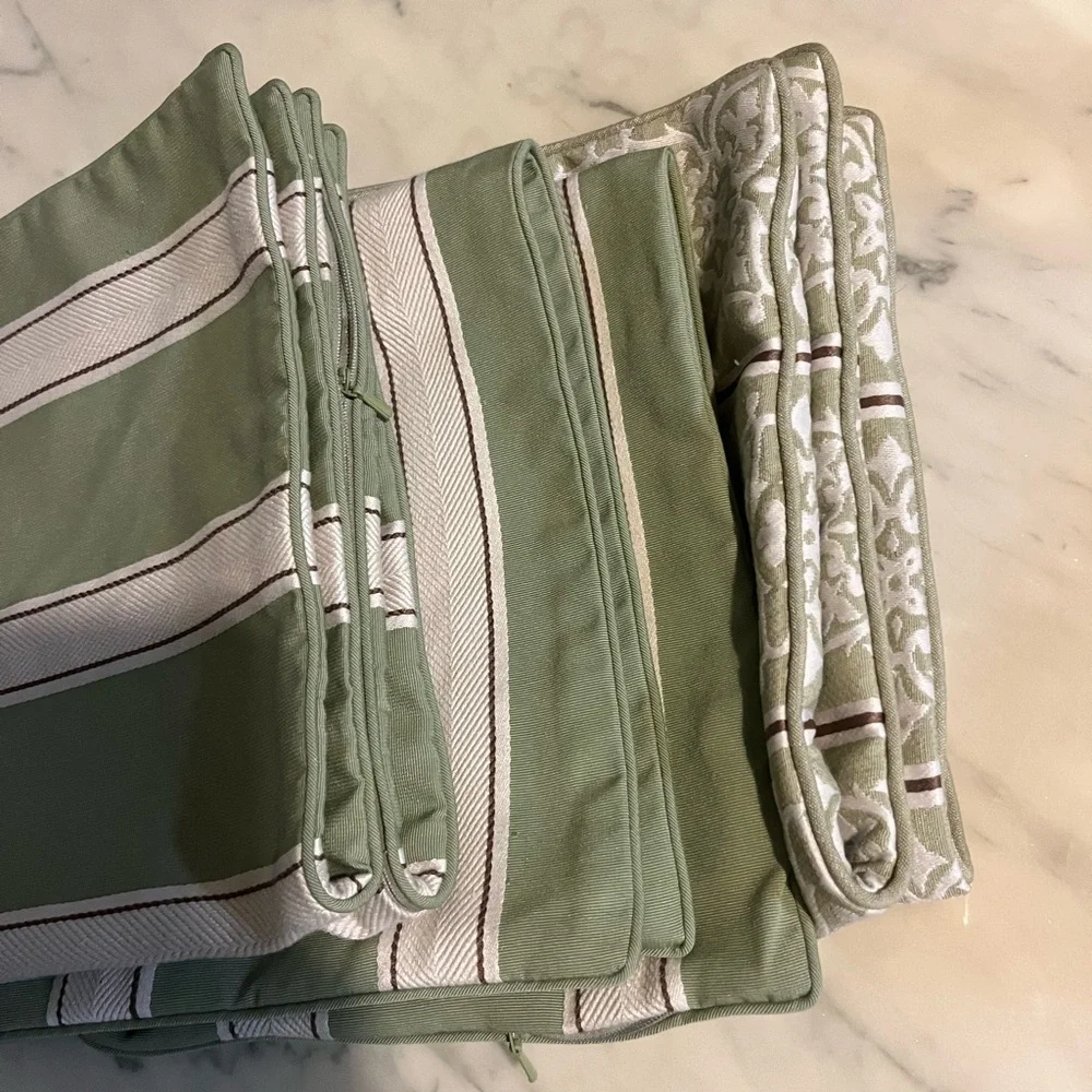 Restoration Hardware Green and Cream Patterned pillow shams (3)